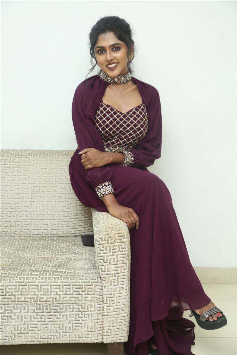 Telugu Actress Charishma Shreekar in Maroon Dress